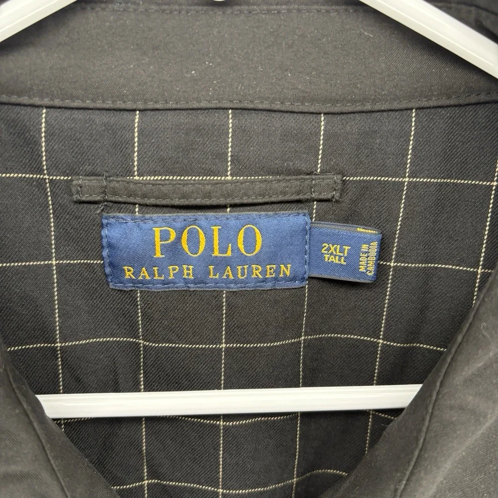 Polo Ralph Lauren Black Harrington Jacket Plaid Lined Coach Preppy Men 2XL Tall